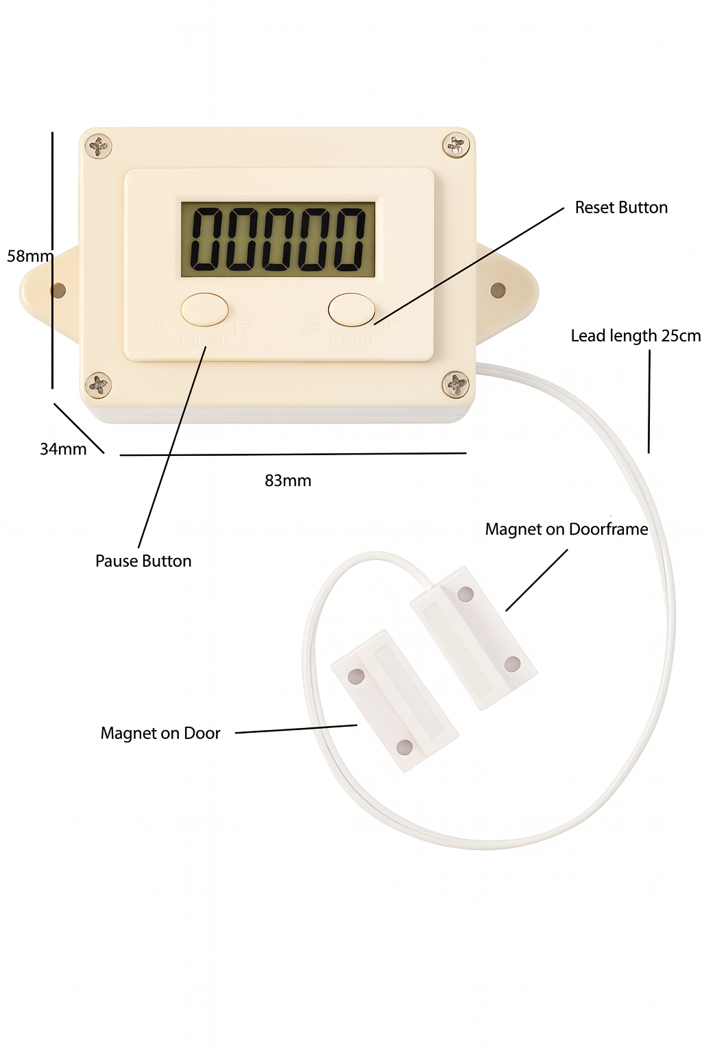 Easy to install electronic door/window counter - Free UK Delivery